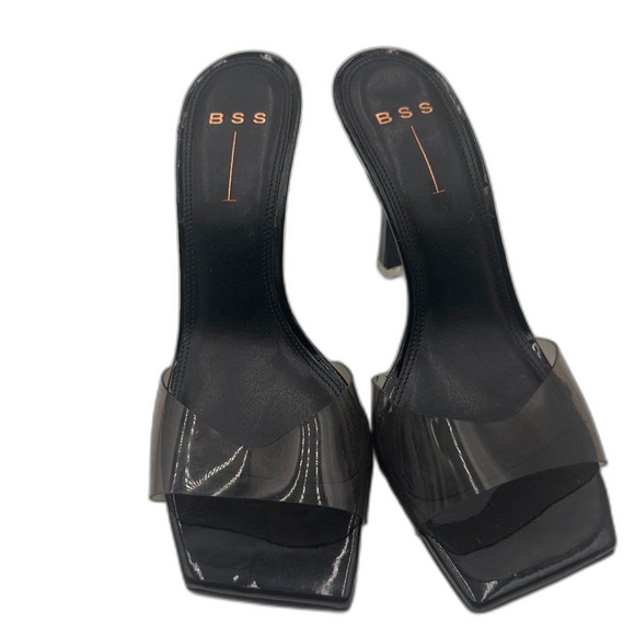 Black Suede Studio Pump in PVC/Patent with leather lining, Padded Footbed Sz 40. - Picture 1 of 8